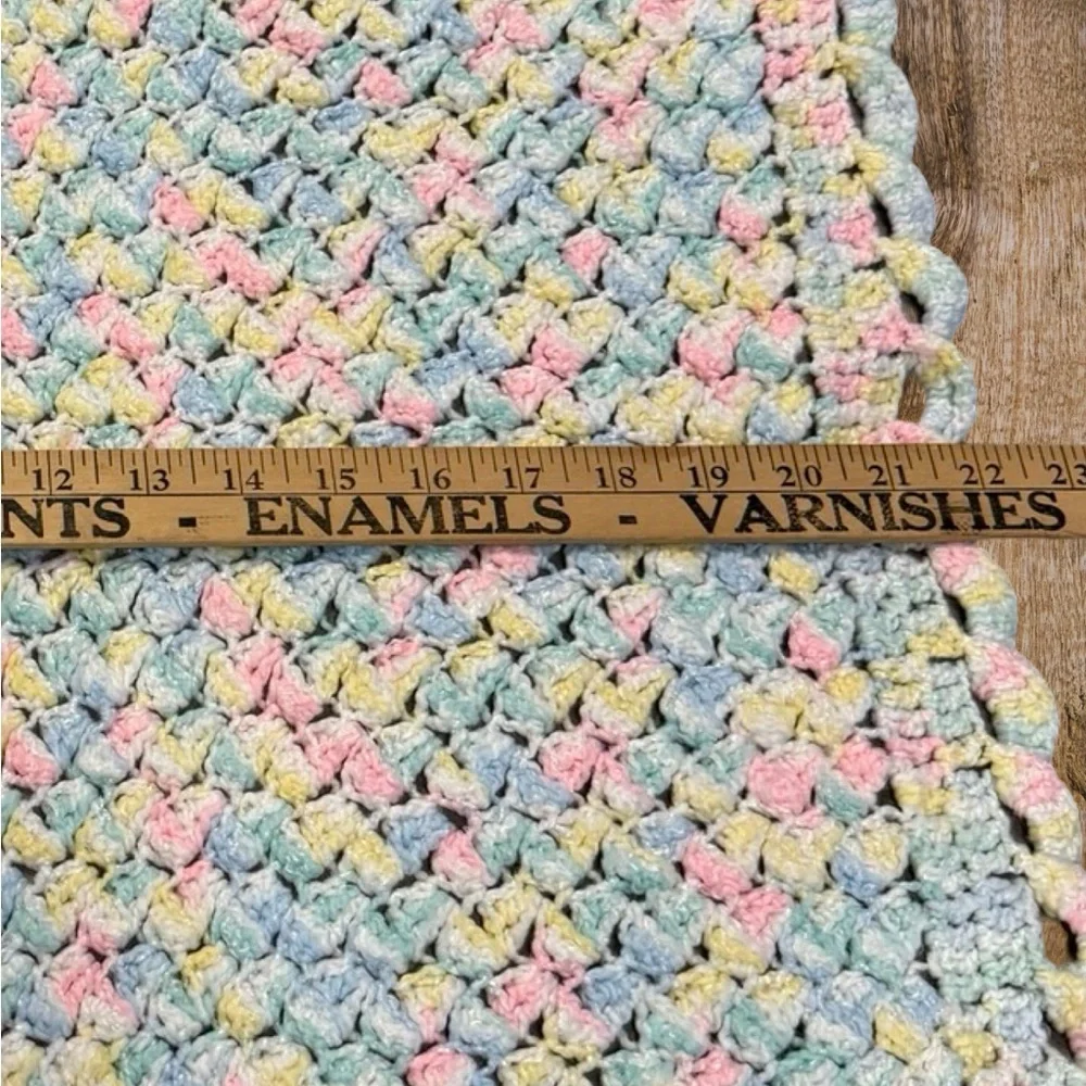 Handmade Crochet Baby Blanket Pastel Heirloom Cottagecore‎ Nursery Throw 22x32